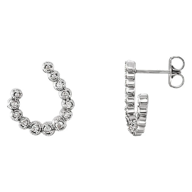 2 x 13mm 14k White Gold 1/4 CTW (G-H, I1) Diamond J-Hoop Earrings