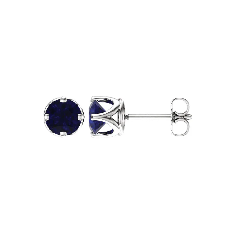 6mm Stud Earring in 14k White Gold with Lab Created Blue Sapphires