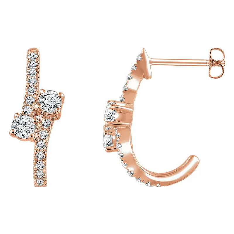 7 x 19mm 14k Rose Gold 5/8 CTW (H-I, I1) Diamond Two-Stone Earrings