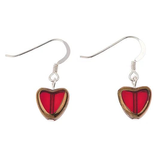 Carrie Elspeth Red Gold Edged Hearts Earrings