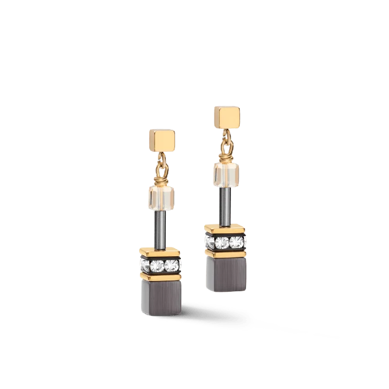 Coeur De Lion GeoCUBE® Grey-Gold Earrings