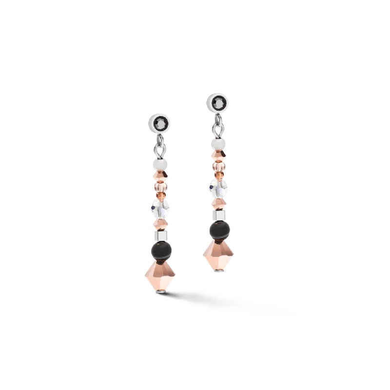 Coeur De Lion Grey-Crystal Striped Onyx & Swarovski® Crystals Amulet Earrings