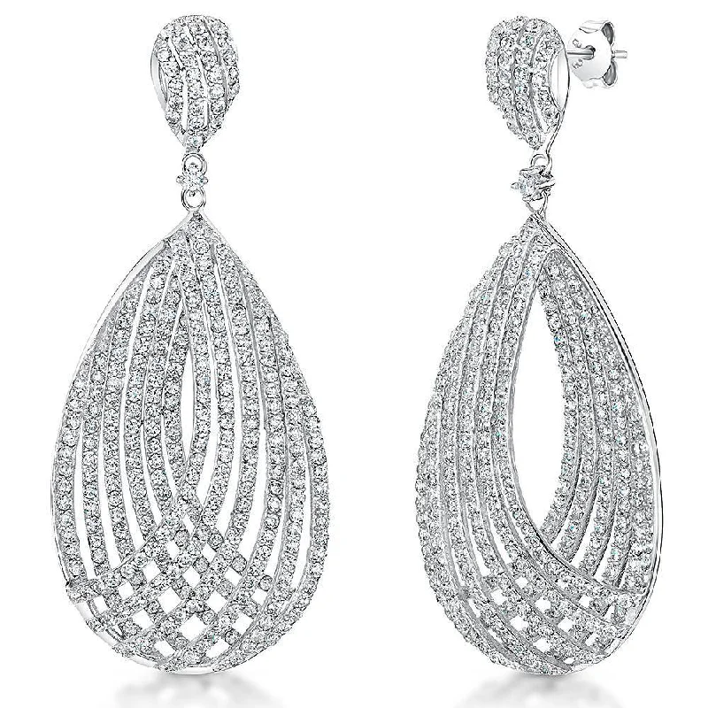 Teardrop Woven Strand Drop Earrings - Sterling Silver