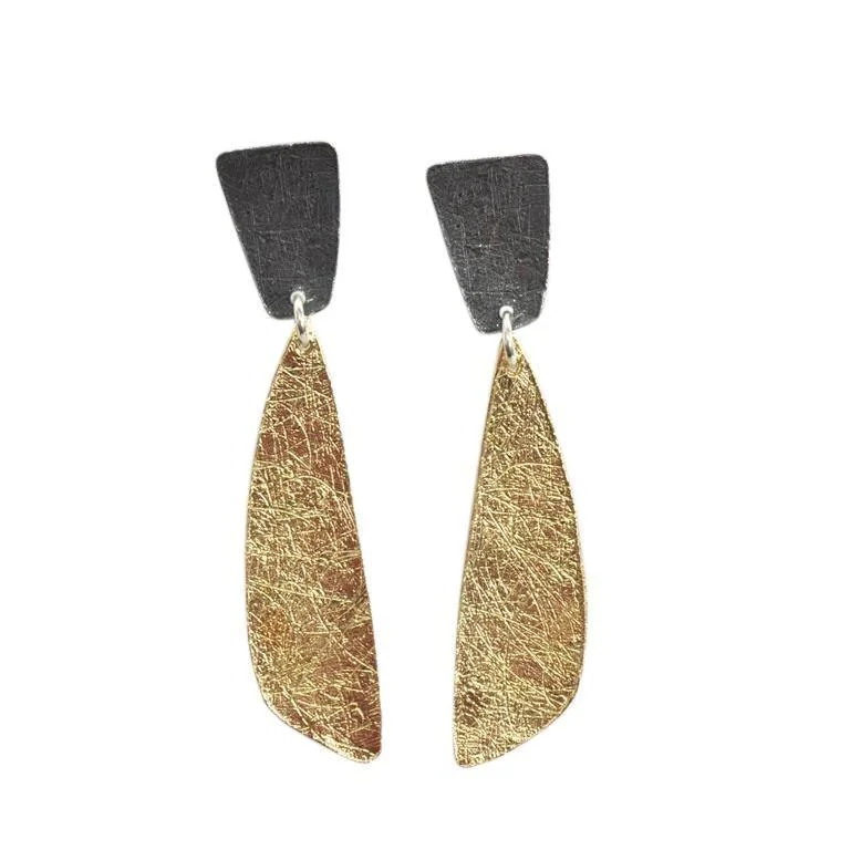 Gold & Sterling Silver Organic Drop Earrings