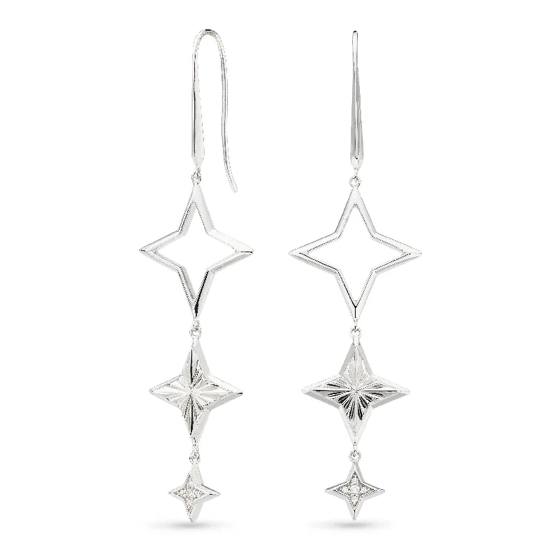 Kit Heath Empire Astoria Starburst Tri-Star CZ Drop Earrings