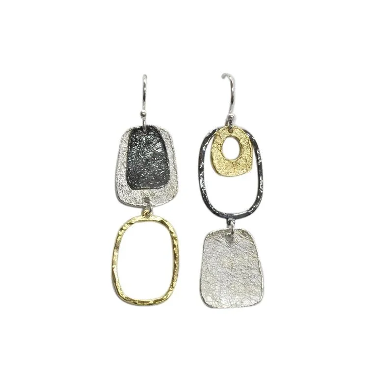 Saphirim Multi Element Gold Plated and Silver Earrings