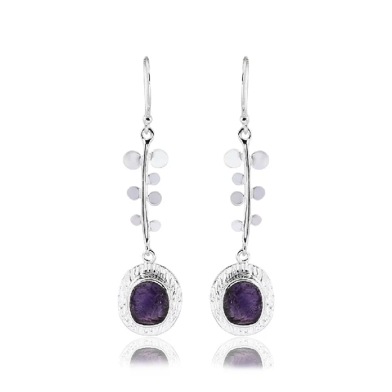 Silver Amethyst Vine Drop Earrings