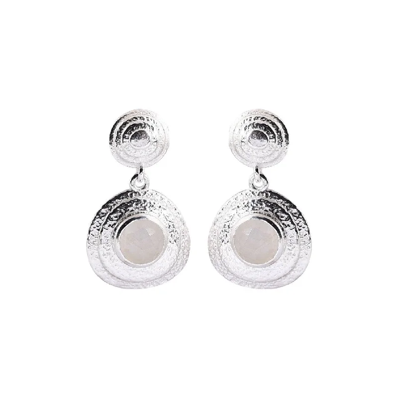 Silver Moonstone Double Drop Earrings