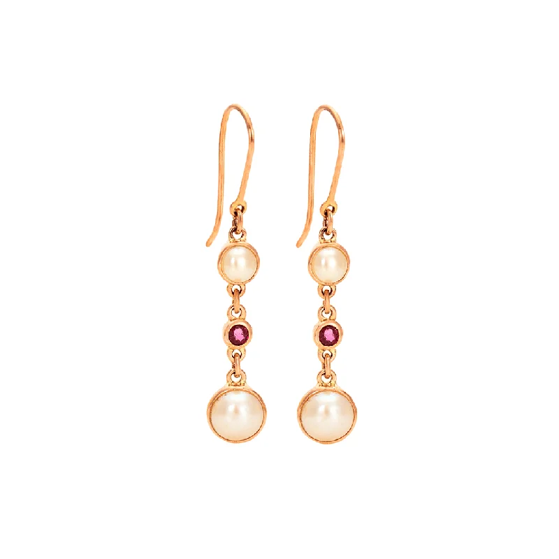 Simon Alexander Pearl and Ruby Drop Earrings