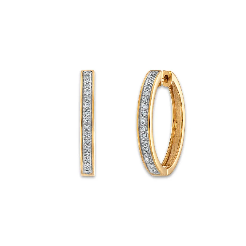 1/10 CTW Diamond Hoop Earrings in 10KT Yellow Gold Plated Sterling Silver