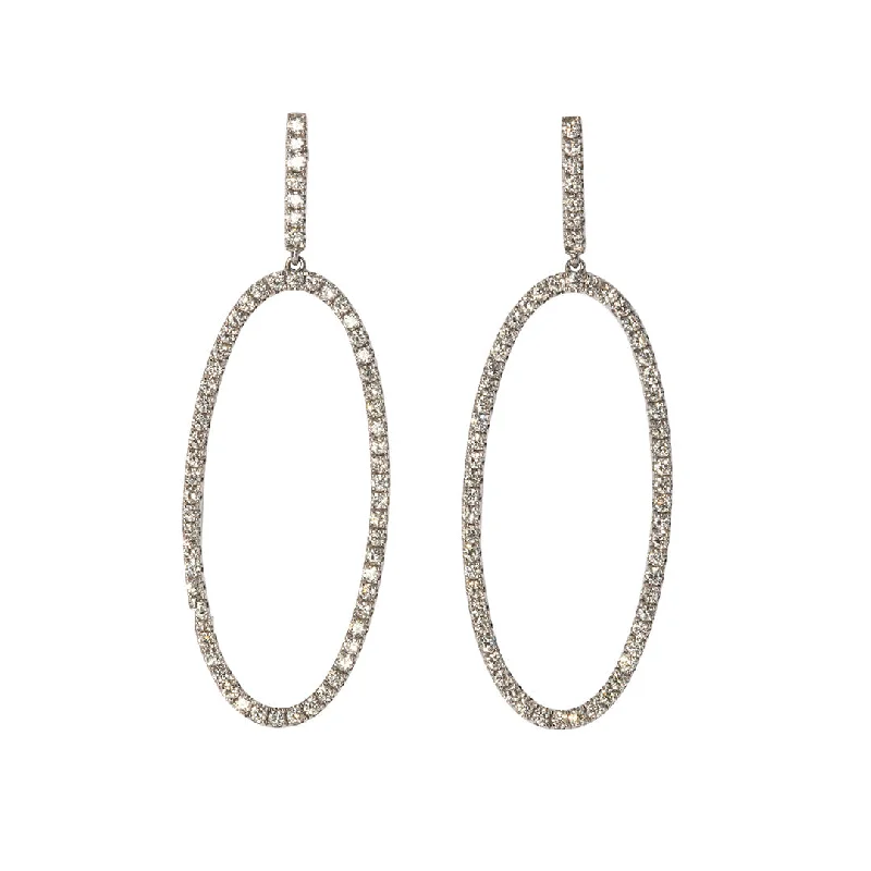 1.20ctw Diamond Pavé 14K White Gold Oval Drop Earrings