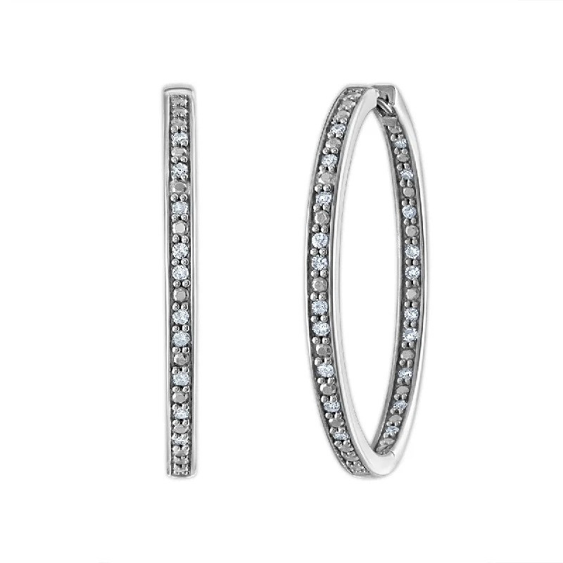 1/4 CTW Diamond In & Out Hoop Earrings in Sterling Silver