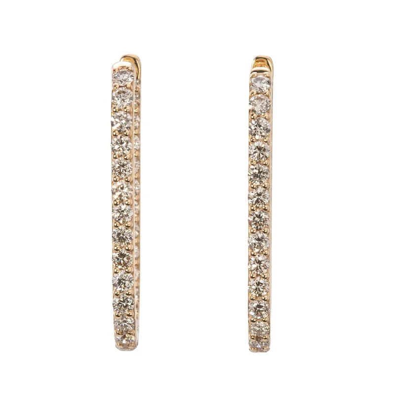 1.5ctw Diamond Inside Out 14K Yellow Gold Oblong Hoop Earrings