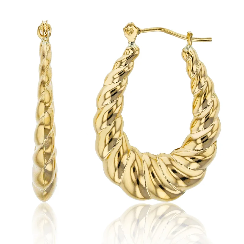 10KT Yellow Gold 25X16MM Twist Hoop Earrings