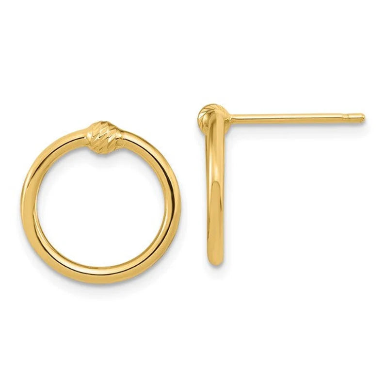 14k Yellow Gold Earring Circle Studs