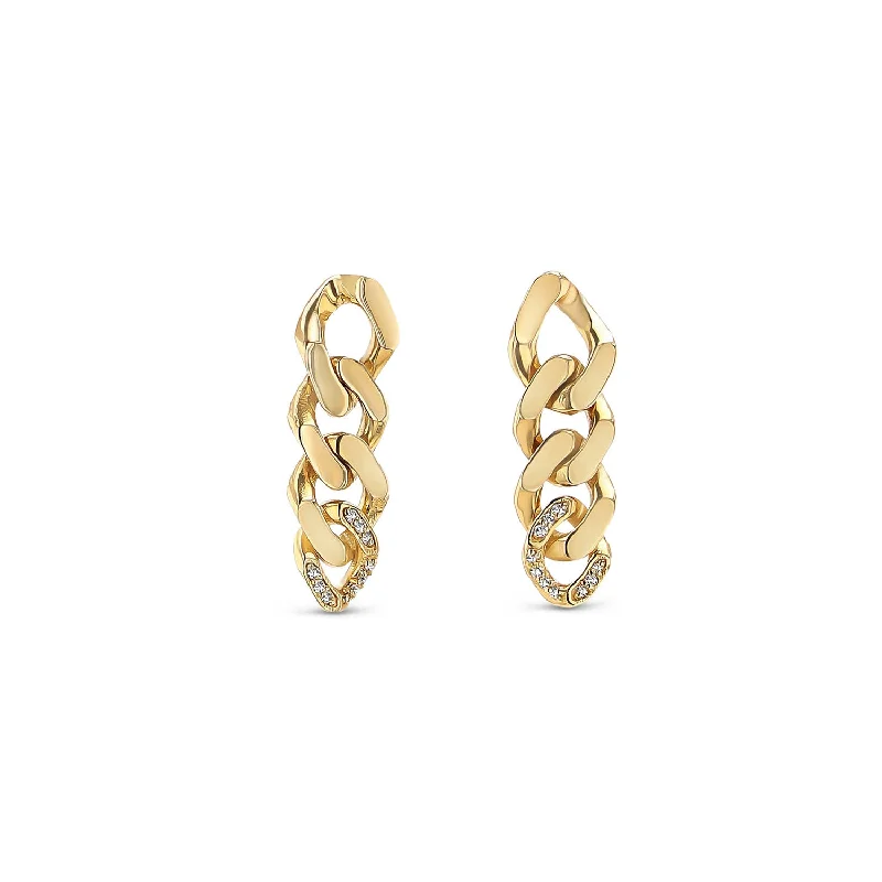 14k Diamond Curb Link Drop Earrings