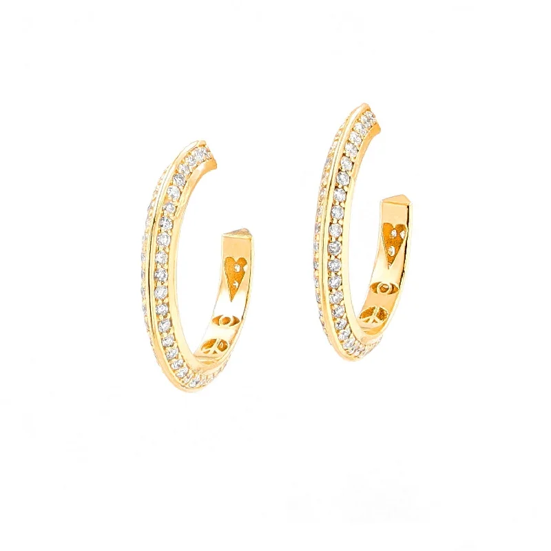 Knife Edge 14K & Diamond Hoop with Gallery Earrings - 20mm