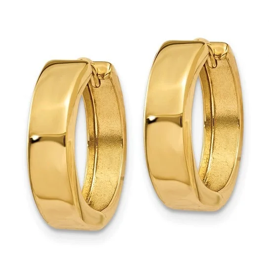 14K Yellow Gold 15mm Round Hinged Hoop Earrings