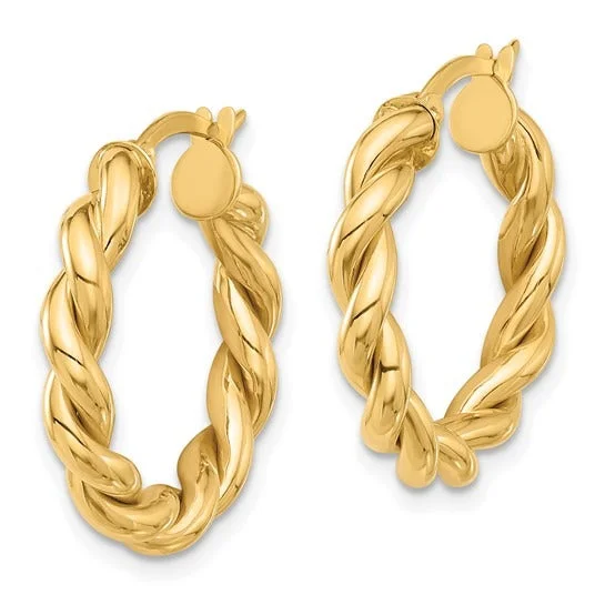 14K Yellow Gold 23mm Twisted Hoop Earrings