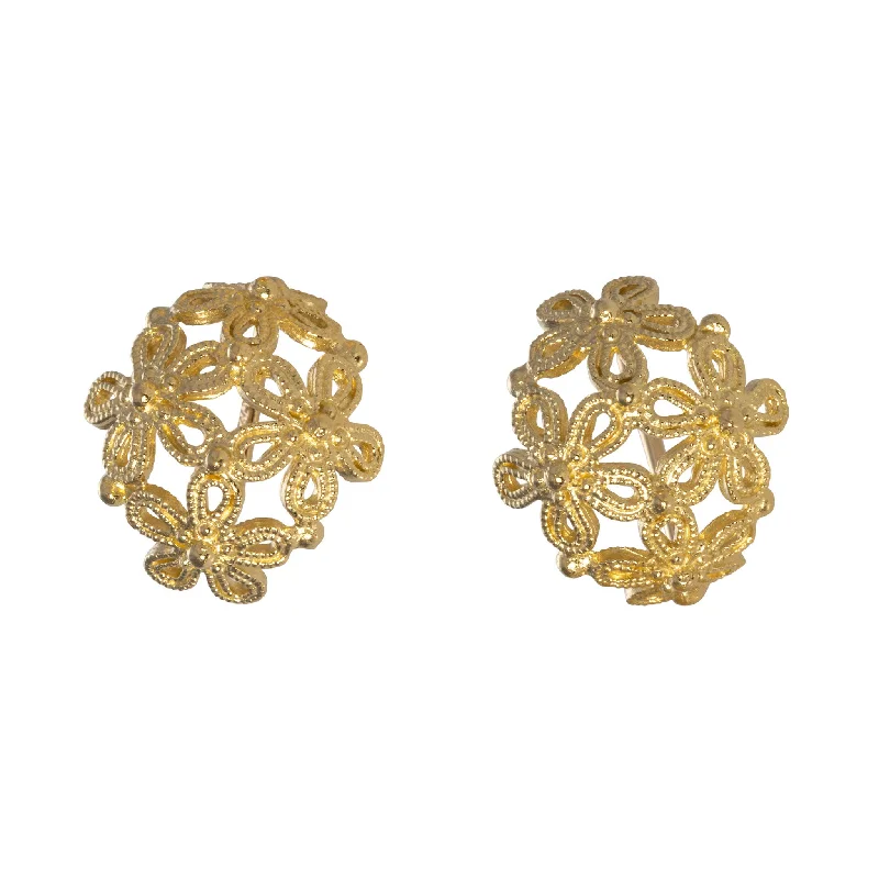 14K Yellow Gold Daisy Cluster Huggie Earrings