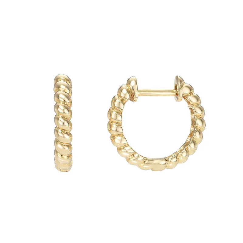 14K Yellow Gold Twist Huggie Earrings