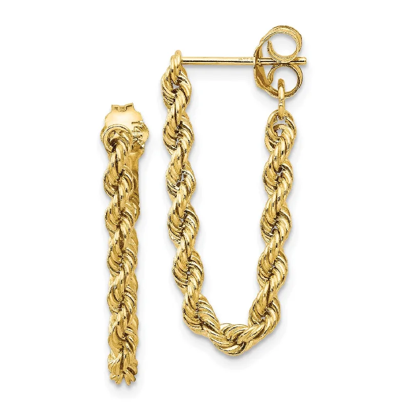 14KT Yellow Gold 28X8MM Dangle Rope Earrings