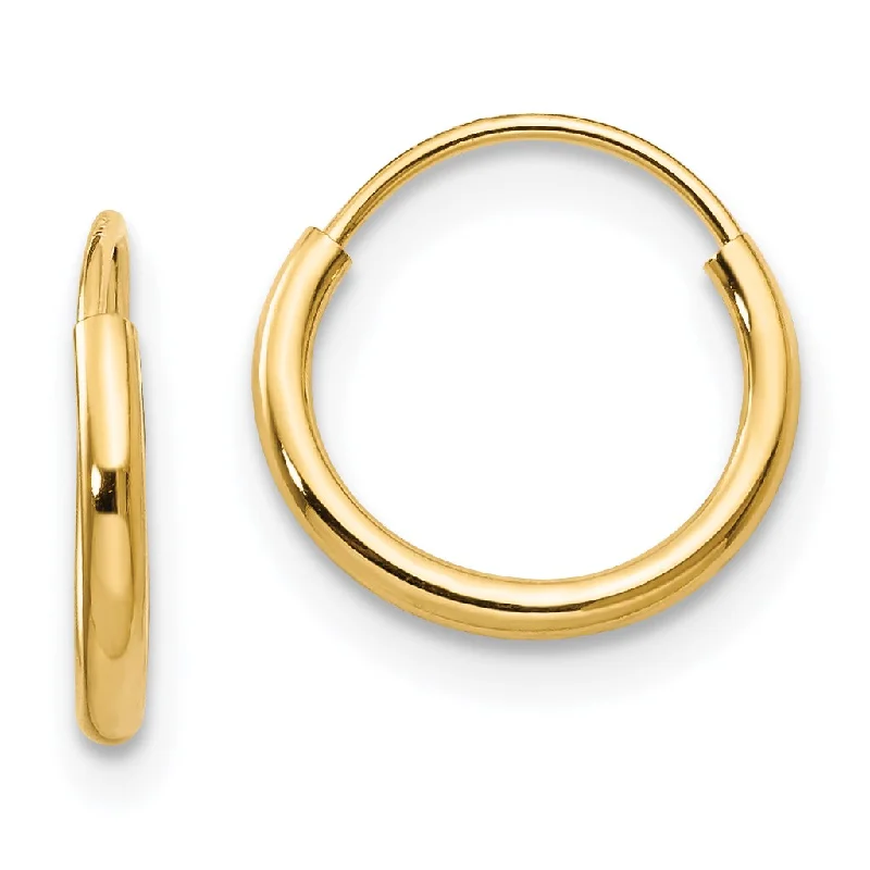 14KT Yellow Gold 8MM Endless Hoop Earrings