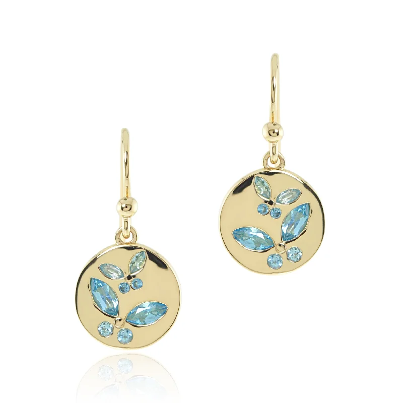 Blue Topaz Butterfly Drop Earrings