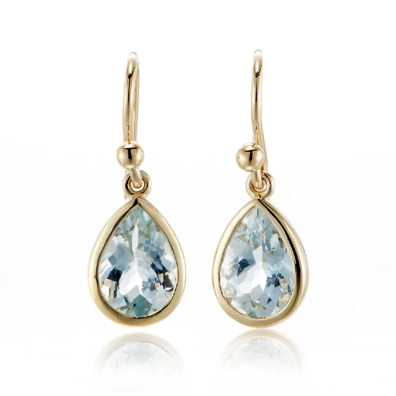 Teardrop Earrings in Aquamarines