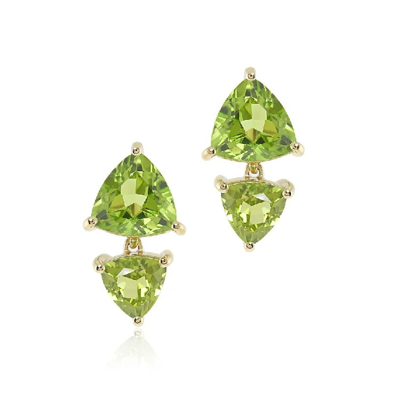 Trillion Drop Earrings in Peridot