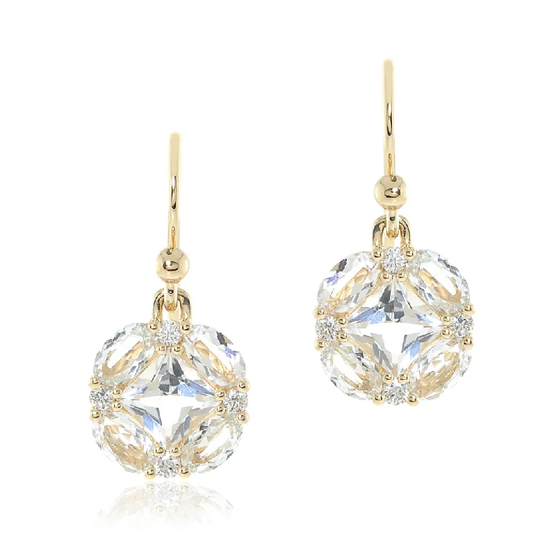 Quadrille Drop Earrings in White Topaz & Diamonds