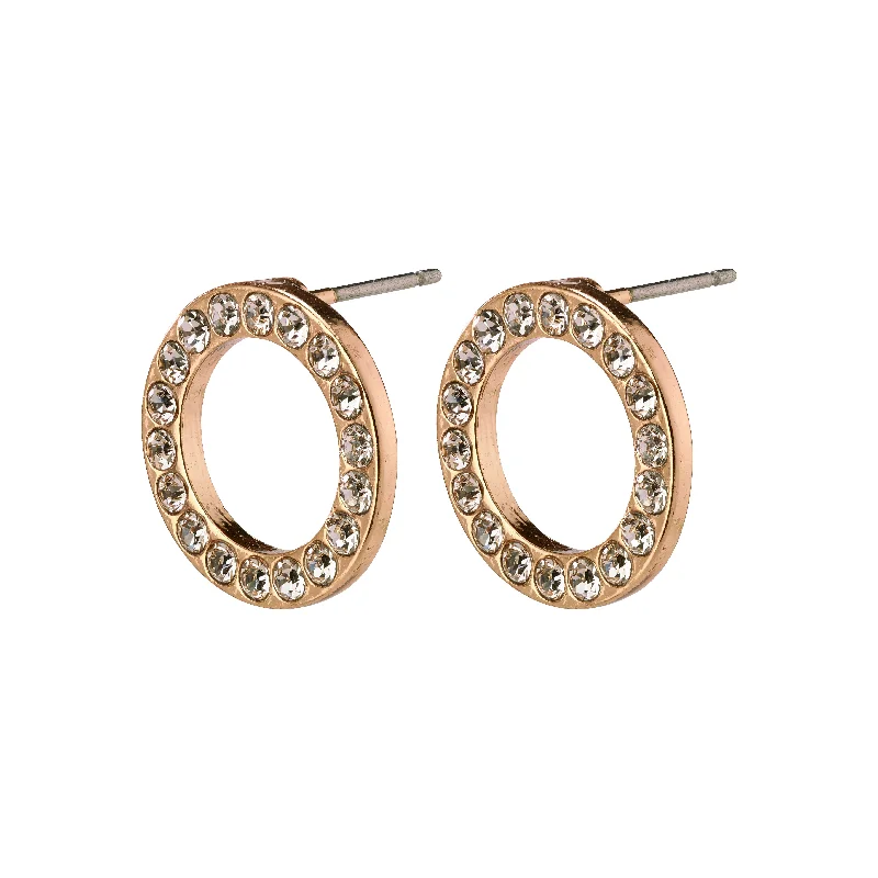 VICTORIA crystal halo earrings rose gold-plated