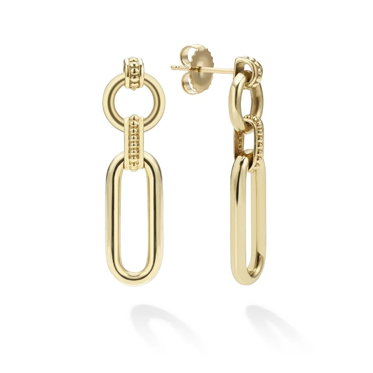 18K Gold Link Drop Earrings