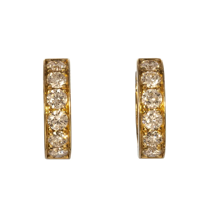 .56ct Diamond Illusion Channel 14K Yellow Gold Huggie Earrings