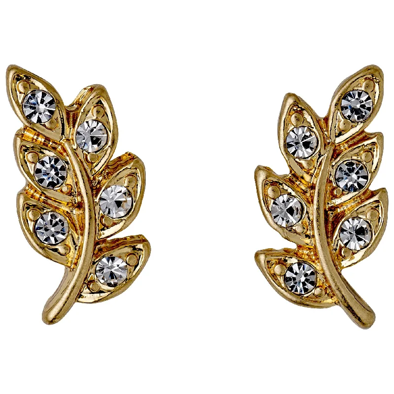 IMOGEN crystal leaf earrings gold-plated