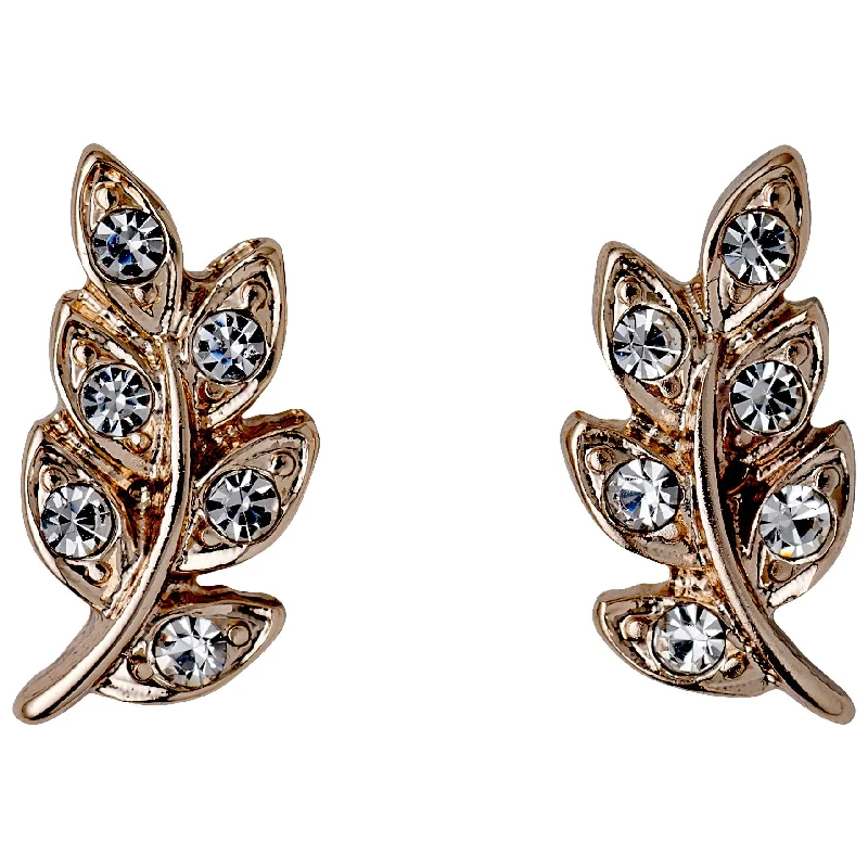 IMOGEN crystal leaf earrings rosegold-plated