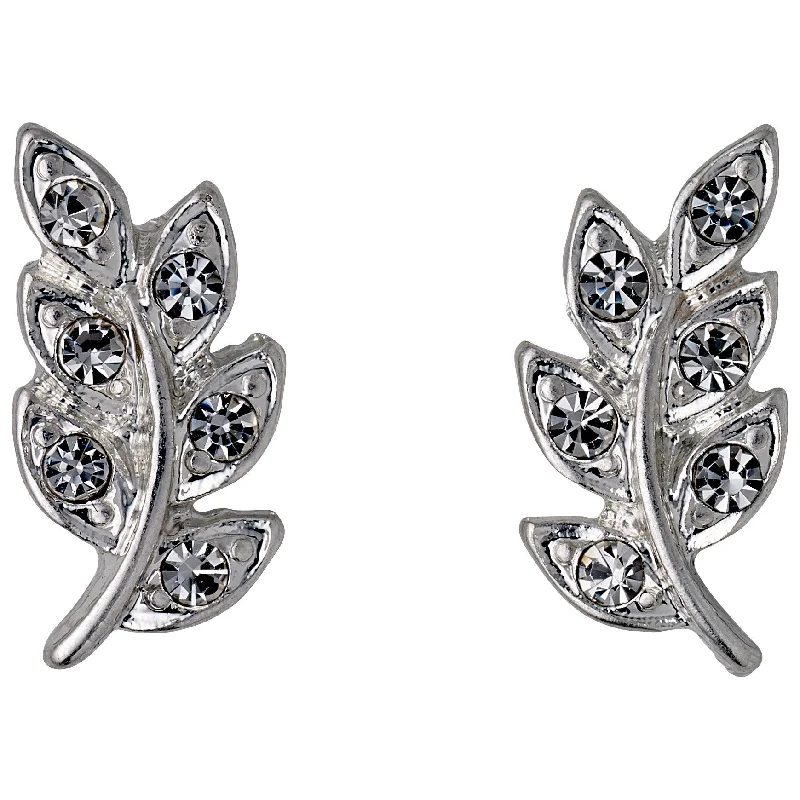 IMOGEN crystal leaf earrings silver-plated