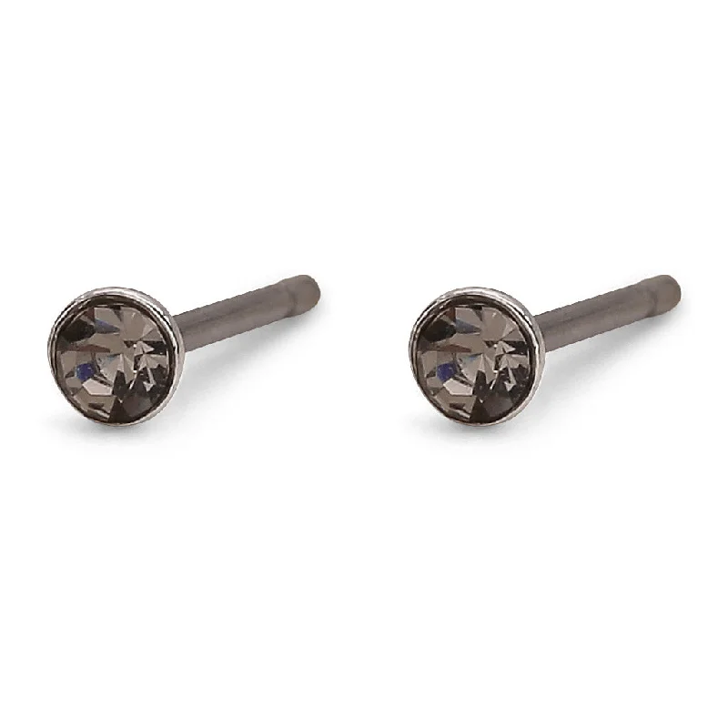 YANA micro crystal earstuds grey/silver-plated