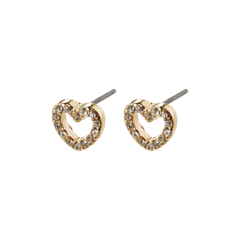 EDIE crystal heart earrings gold-plated