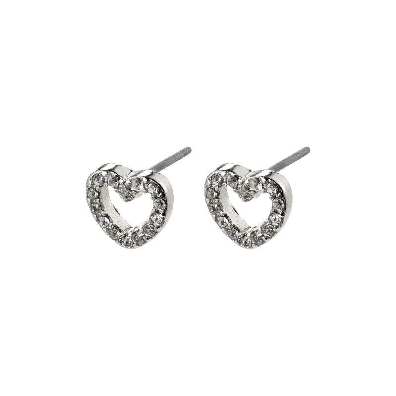 EDIE crystal heart earrings silver-plated