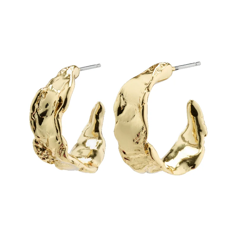 ELARA organic shaped hoop earrings gold-plated