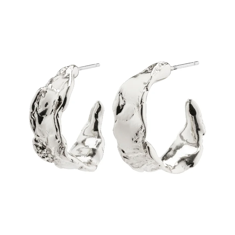 ELARA organic shaped hoop earrings silver-plated