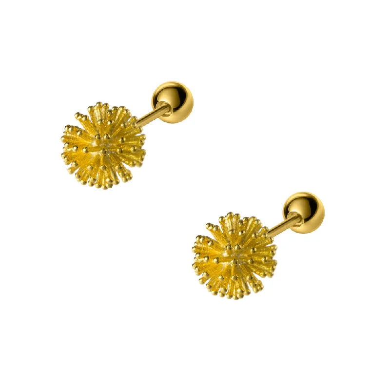 925 Silver Dandelion Ball Back Earrings