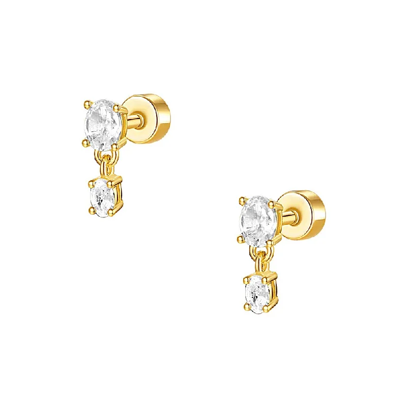 925 Silver Double Round CZ Diamond Flat Back Earrings