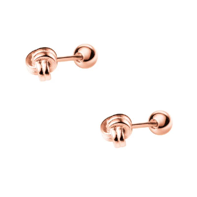 925 Silver Line Knot Ball Back Earrings