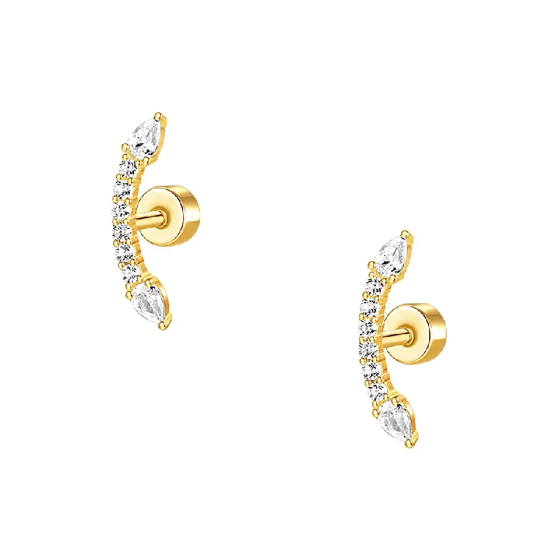 925 Silver Snake CZ Diamond Flat Back Earrings