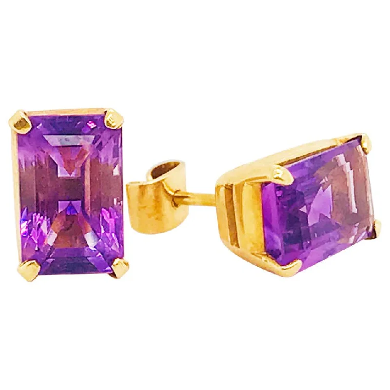 Emerald Amethyst Stud Earrings