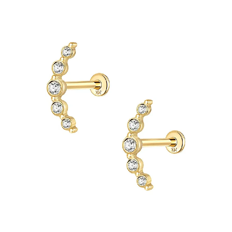 14k GOLD Arc Circle Flat Back Earrings