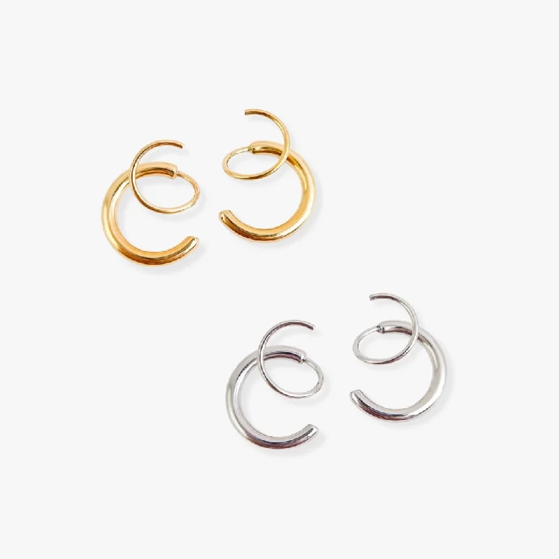 Aria Faux Double Hoop Earrings