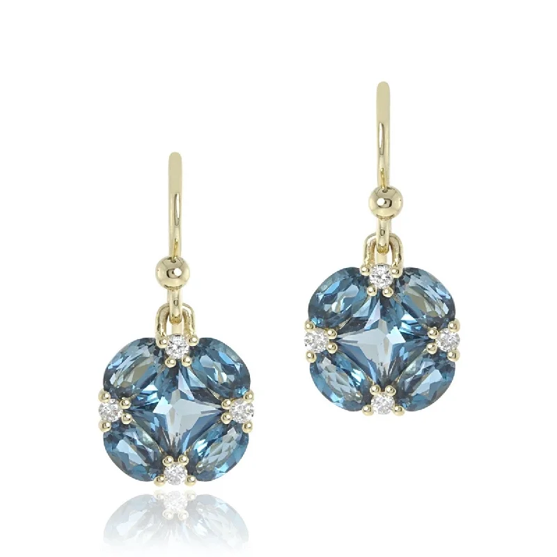 Quadrille Drop Earrings in London Blue Topaz & Diamonds